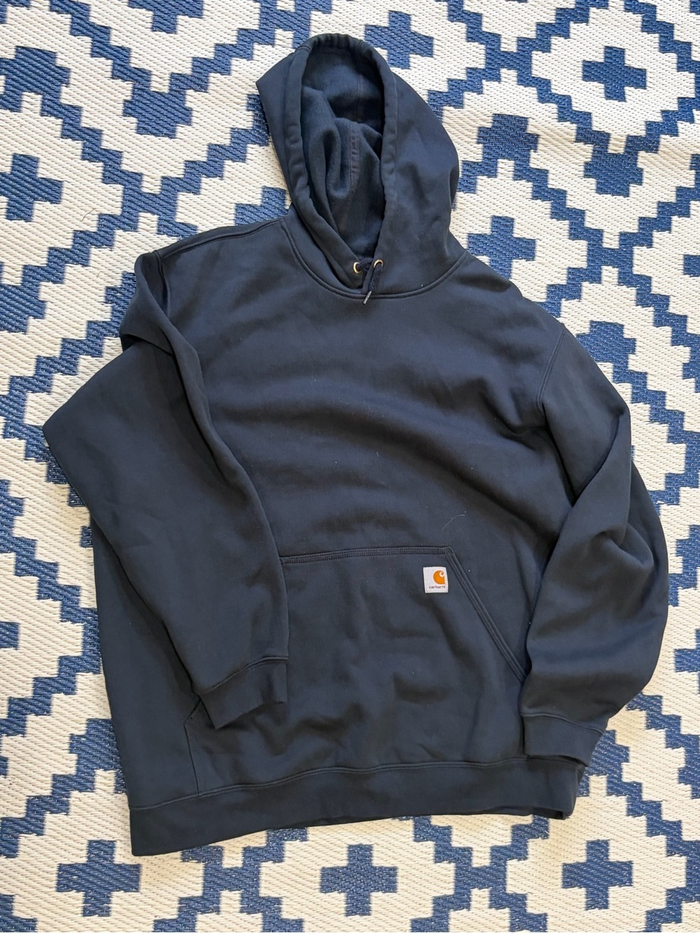 Carhartt Hoodie Navy Blue Mens Loose Fit Size XL